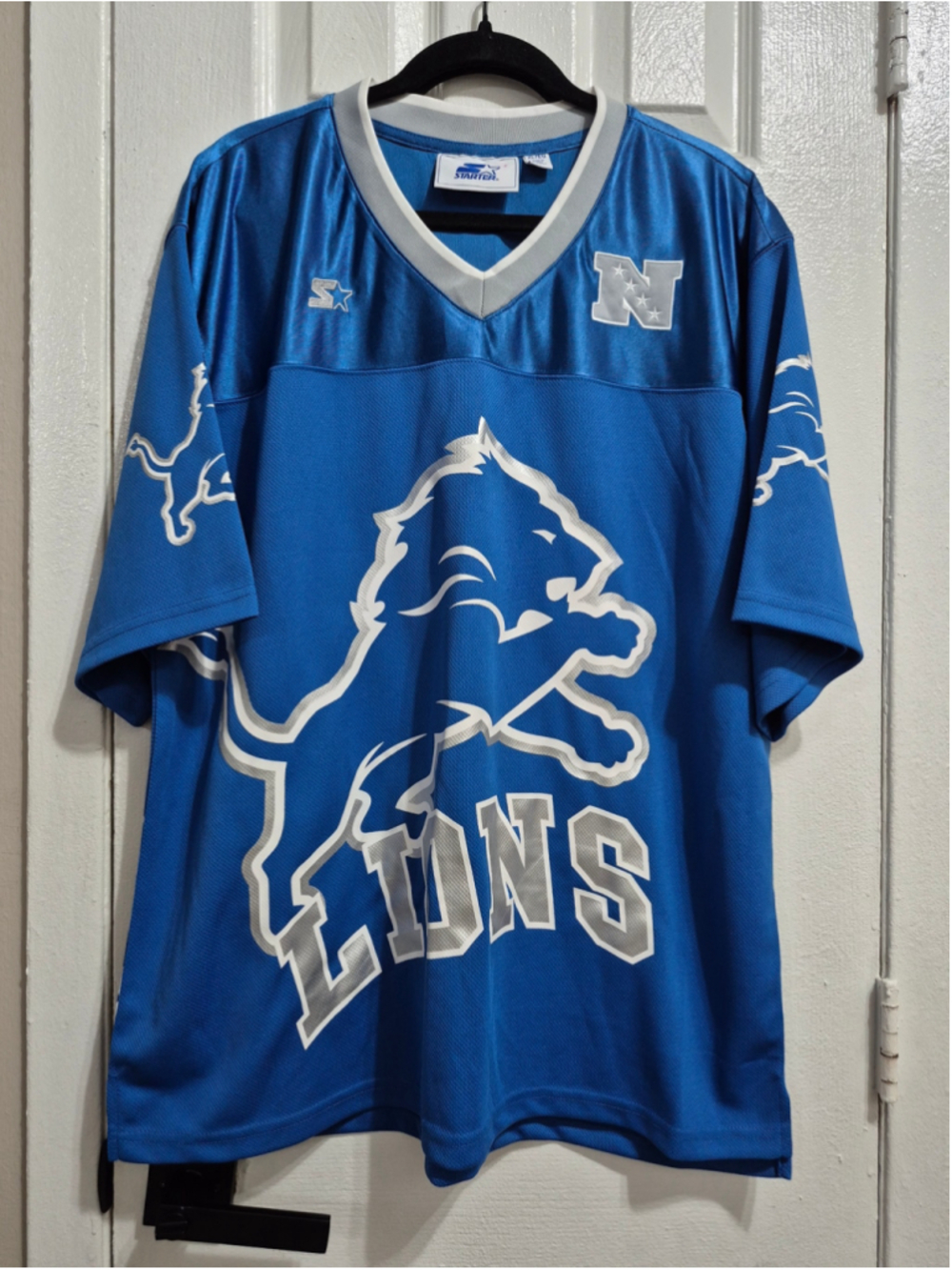 Men's Starter Detroit Lions Football Jersey XL Blue Silver